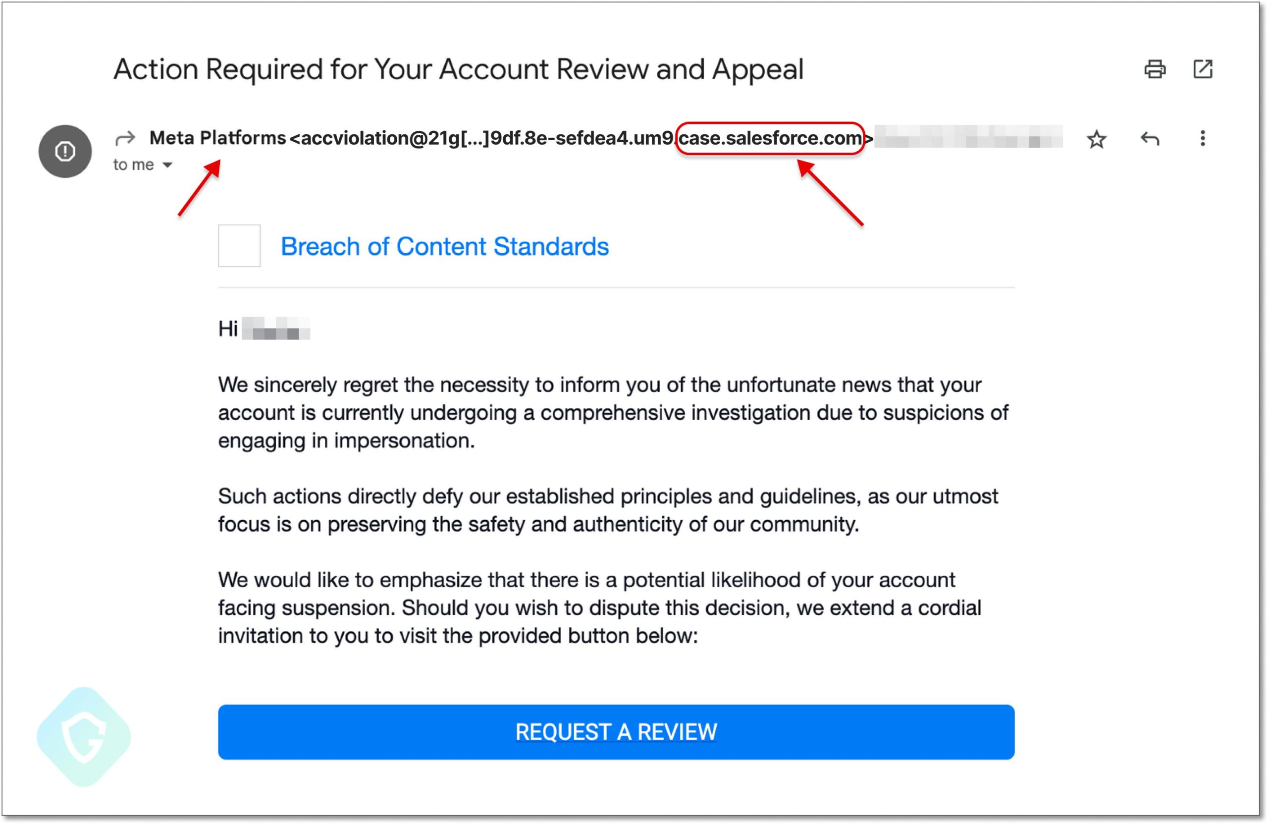 salesforce phishing email