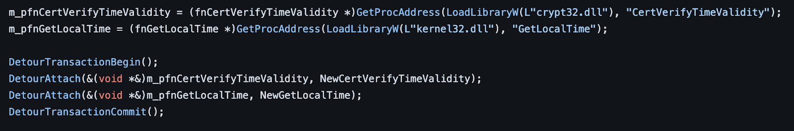 FuckCertVerifyTimeValidity attaching to Windows API
